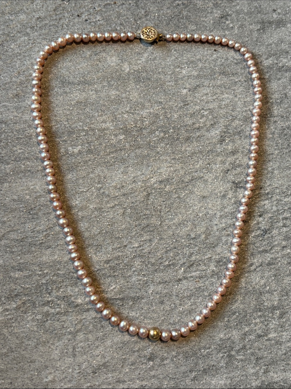 Blush Pink Cultured Pearl Necklace with Gold Accent 14/20k Gold Filled